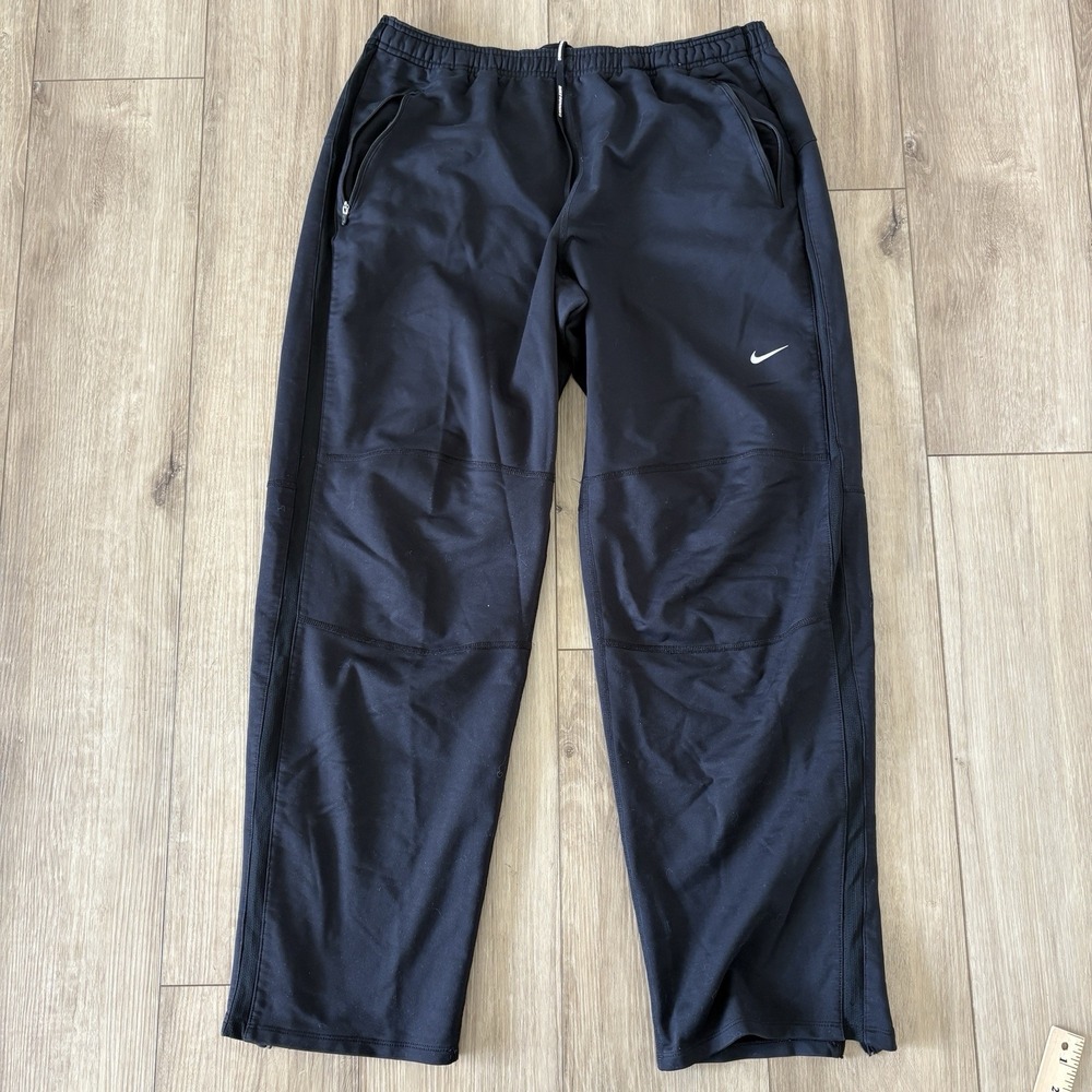 Nike Pants Mens Size XL Black Flex Running Pants Reflective Ankle Zips Relaxed